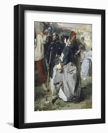 News of the Peace of Villafranca, Detail, 1862-Domenico Induno-Framed Giclee Print