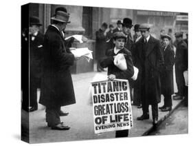 Newsboy Ned Parfett Announcing the Sinking of the 'Titanic' Outside the Offices of the White Star…-null-Stretched Canvas