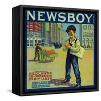 Newsboy Orange Label - Redlands, CA-Lantern Press-Framed Stretched Canvas