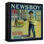 Newsboy Orange Label - Redlands, CA-Lantern Press-Framed Stretched Canvas