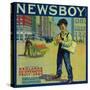 Newsboy Orange Label - Redlands, CA-Lantern Press-Stretched Canvas