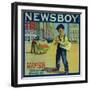 Newsboy Orange Label - Redlands, CA-Lantern Press-Framed Art Print