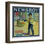 Newsboy Orange Label - Redlands, CA-Lantern Press-Framed Art Print