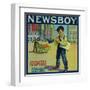 Newsboy Orange Label - Redlands, CA-Lantern Press-Framed Art Print