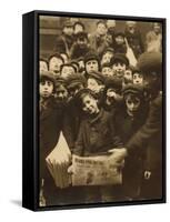 Newsies at the Paper Office, Bank Alley, Syracuse, New York, c.1910-Lewis Wickes Hine-Framed Stretched Canvas