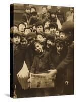 Newsies at the Paper Office, Bank Alley, Syracuse, New York, c.1910-Lewis Wickes Hine-Stretched Canvas