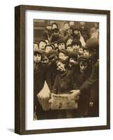 Newsies at the Paper Office, Bank Alley, Syracuse, New York, c.1910-Lewis Wickes Hine-Framed Photo