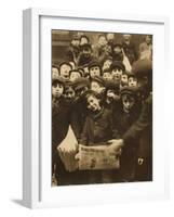 Newsies at the Paper Office, Bank Alley, Syracuse, New York, c.1910-Lewis Wickes Hine-Framed Photo