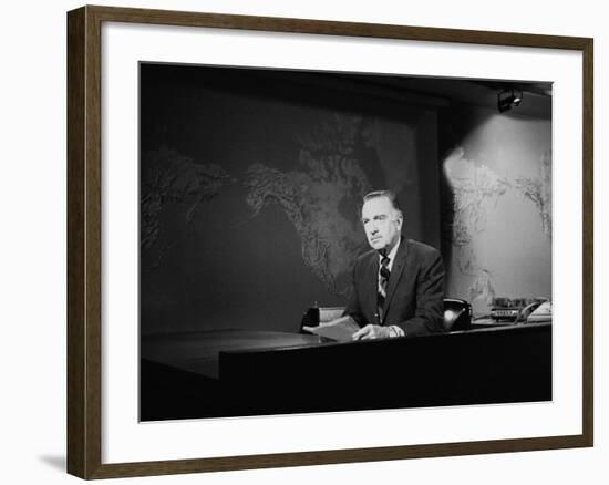 Newsman Walter Cronkite on the Air-null-Framed Premium Photographic Print