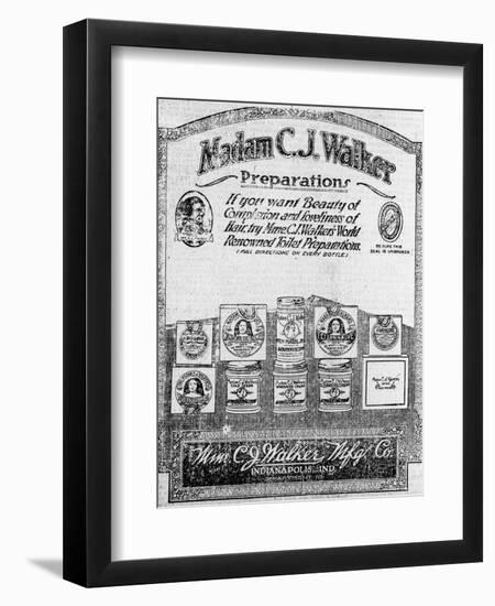 Newspaper Ad for Madam C.J. Walker Preparations, 1920-null-Framed Art Print