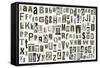 Newspaper Alphabet With Letters, Numbers And Symbols. Isolated On White-donatas1205-Framed Stretched Canvas