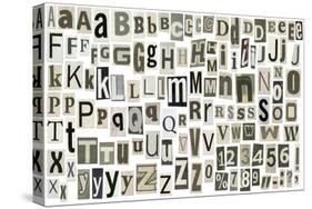 Newspaper Alphabet With Letters, Numbers And Symbols. Isolated On White-donatas1205-Stretched Canvas