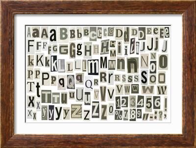 newspaper alphabet with letters numbers and symbols isolated on white print donatas1205 allposters com