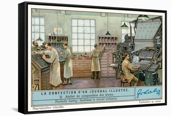 Newspaper Business,Typesetting Room-null-Framed Stretched Canvas