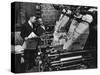 Newspaper Founder Robert S. Abbott Checking Printing Press at the African American Newspaper-Gordon Coster-Stretched Canvas
