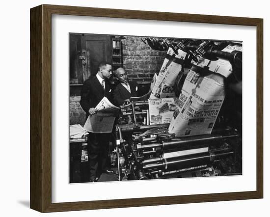 Newspaper Founder Robert S. Abbott Checking Printing Press at the African American Newspaper-Gordon Coster-Framed Photographic Print