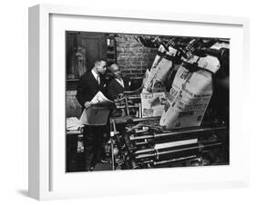 Newspaper Founder Robert S. Abbott Checking Printing Press at the African American Newspaper-Gordon Coster-Framed Photographic Print