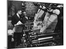 Newspaper Founder Robert S. Abbott Checking Printing Press at the African American Newspaper-Gordon Coster-Mounted Photographic Print