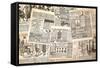 Newspaper Pages with Antique Advertising. Woman's Fashion Magazine-LiliGraphie-Framed Stretched Canvas