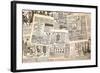 Newspaper Pages with Antique Advertising. Woman's Fashion Magazine-LiliGraphie-Framed Photographic Print