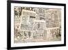 Newspaper Pages with Antique Advertising. Woman's Fashion Magazine-LiliGraphie-Framed Photographic Print