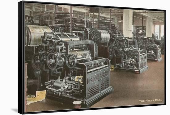 Newspaper Printing Press Room-null-Framed Stretched Canvas