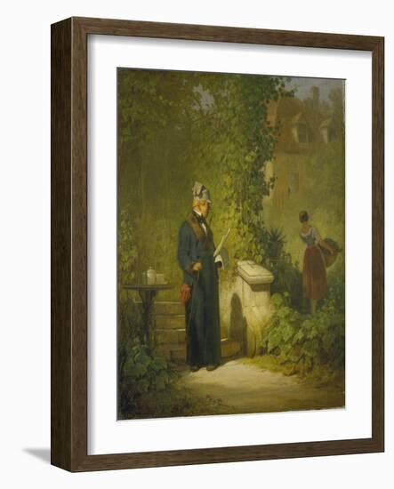 Newspaper Reader in the Garden (Or: Politikus in His Little Garden Having a Coffee), Late 1840s-Carl Spitzweg-Framed Giclee Print