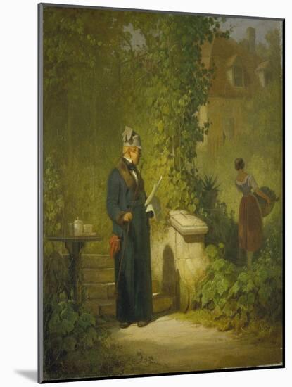 Newspaper Reader in the Garden (Or: Politikus in His Little Garden Having a Coffee), Late 1840s-Carl Spitzweg-Mounted Giclee Print