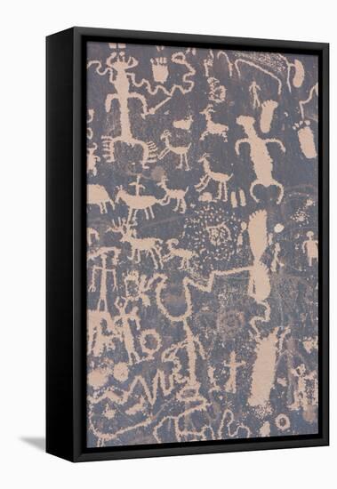 Newspaper Rock State Historical Monument, Petroglyphs, Utah, Usa-Rainer Mirau-Framed Stretched Canvas
