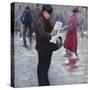 Newspaper salesman, 1918 oil on board-Carl-Edvard Diriks-Stretched Canvas