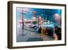 Newspaper stands during rain storm in downtown Philadelphia, Pennsylvania-null-Framed Photographic Print