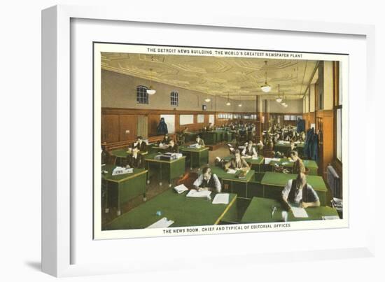 Newsroom, Detroit News Building, Michigan-null-Framed Art Print