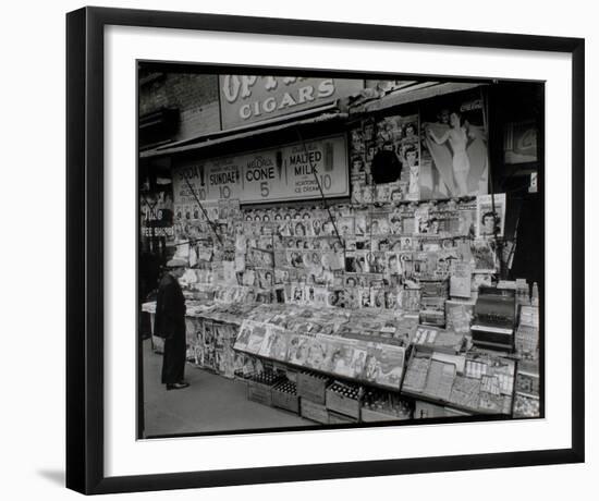 Newsstand, 32nd Street and Third Avenue, Manhattan-Berenice Abbott-Framed Giclee Print