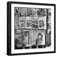 Newsstand Displaying American Magazines-Jack Birns-Framed Photographic Print