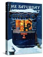 "Newsstand in the Snow" Saturday Evening Post Cover, December 20,1941-Norman Rockwell-Stretched Canvas