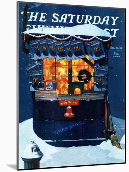 "Newsstand in the Snow" Saturday Evening Post Cover, December 20,1941-Norman Rockwell-Mounted Giclee Print