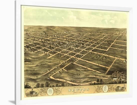 Newton, Iowa - Panoramic Map-Lantern Press-Framed Art Print