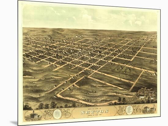 Newton, Iowa - Panoramic Map-Lantern Press-Mounted Art Print