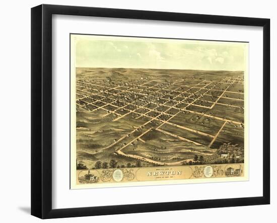 Newton, Iowa - Panoramic Map-Lantern Press-Framed Art Print