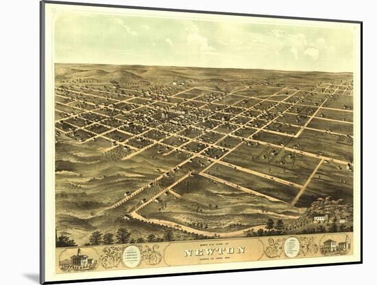 Newton, Iowa - Panoramic Map-Lantern Press-Mounted Art Print