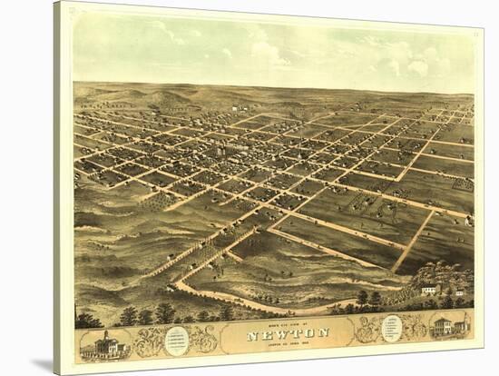 Newton, Iowa - Panoramic Map-Lantern Press-Stretched Canvas