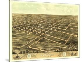 Newton, Iowa - Panoramic Map-Lantern Press-Stretched Canvas