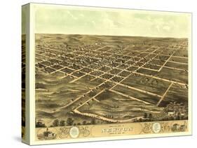 Newton, Iowa - Panoramic Map-Lantern Press-Stretched Canvas