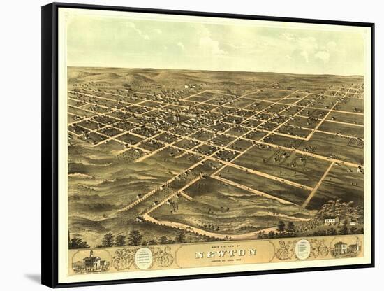 Newton, Iowa - Panoramic Map-Lantern Press-Framed Stretched Canvas