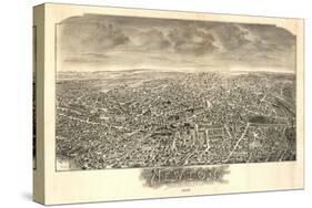 Newton, Massachusetts - Panoramic Map-Lantern Press-Stretched Canvas