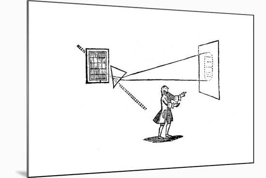 Newton's Experiment Splitting White Light into the Colours of the Spectrum by a Prism, 1757-null-Mounted Giclee Print