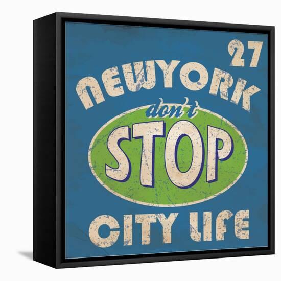 Newyork Stop Emblem Logo Graphic Design Athletic Sport Nyc Typography, T-Shirt Graphics, Vectors-emeget-Framed Stretched Canvas