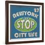 Newyork Stop Emblem Logo Graphic Design Athletic Sport Nyc Typography, T-Shirt Graphics, Vectors-emeget-Framed Art Print