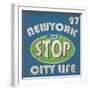 Newyork Stop Emblem Logo Graphic Design Athletic Sport Nyc Typography, T-Shirt Graphics, Vectors-emeget-Framed Premium Giclee Print