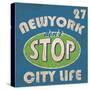 Newyork Stop Emblem Logo Graphic Design Athletic Sport Nyc Typography, T-Shirt Graphics, Vectors-emeget-Stretched Canvas